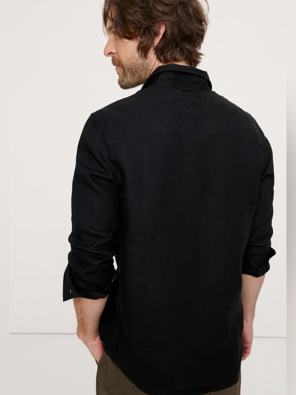 NWT-Banana Republic Black Slim Fit Linen Shirt, Extra Large Tall